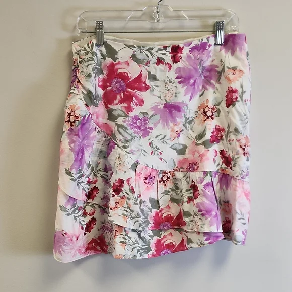 Express Asymmetrical Floral Skirt - Pink and Purple - Picture 3 of 5